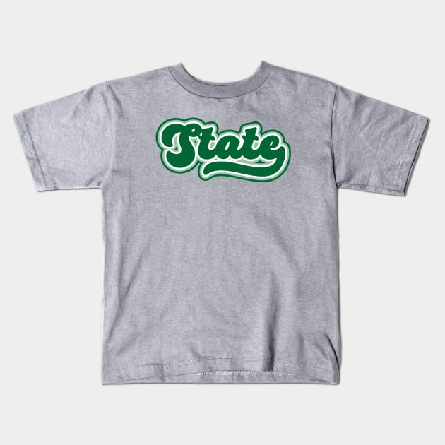 Retro State Script // Michigan Green Pride Kids T-Shirt by SLAG_Creative